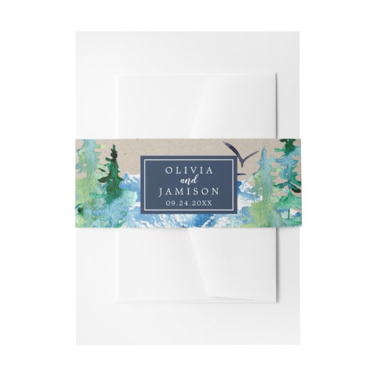 Bandeau De Faire-part Kraft Rocky Mountain Mariage Belly Band (Devant example)