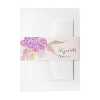 Bandeau De Faire-part La Boca Vendretti Nœud Rose et Bouquet sur Fond Ro