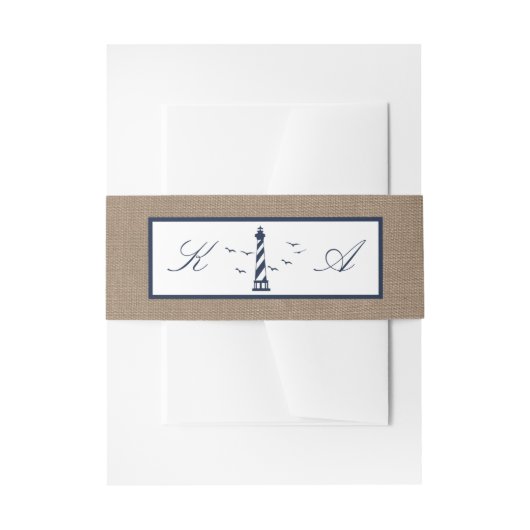 Bandeau De Faire-part La collection Mariage de Burlap du phare nautique (Devant example)