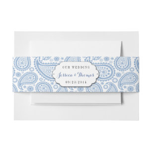 Bandeau De Faire-part La collection Mariage moderne Paisley - Bleu