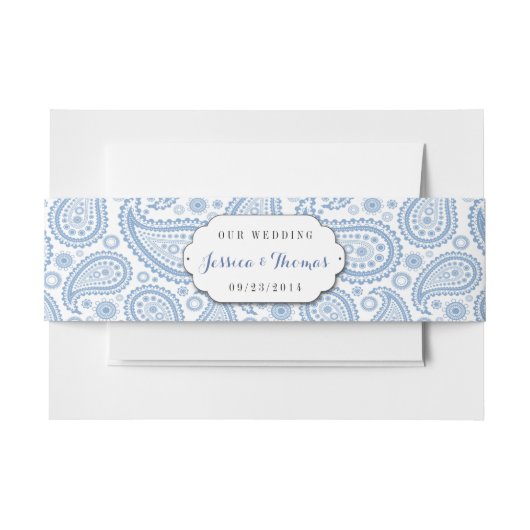 Bandeau De Faire-part La collection Mariage moderne Paisley - Bleu (Devant Example)