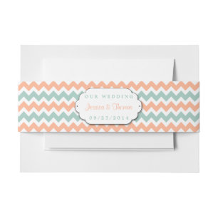 Bandeau De Faire-part La collection moderne de Mariages Chevron Peach &