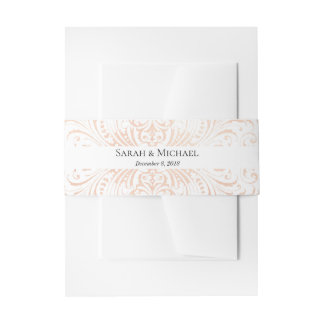 Bandeau De Faire-part Lace Rose Gold Foil (Faux) Belly Band Boho Chic