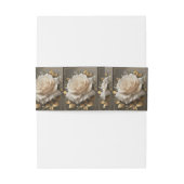 Bandeau De Faire-part L'Artwork de Rose Blanche À Bord D'Or (Dos Example)