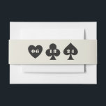 Bandeau De Faire-part Las Vegas Casino Mariage Skyline<br><div class="desc">Un groupe de ventre mariage amusant et moderne pour exciter vos invités pour votre mariage à Las Vegas! Ce groupe de ventre est doté de graphite noir en gras de carte à jouer des graphismes et entièrement personnalisable police et texte sur l'arrière - plan crème ivoire. Vous pouvez utiliser des...</div>