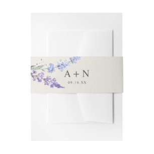 Bandeau De Faire-part Lavande romantique Aquarelle Monogramme floral