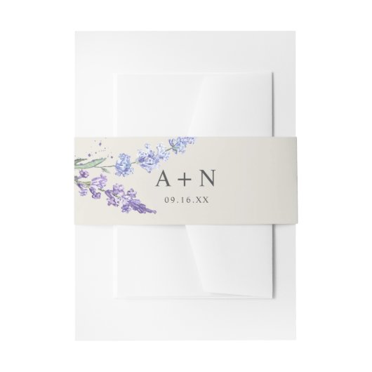 Bandeau De Faire-part Lavande romantique Aquarelle Monogramme floral (Devant example)