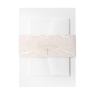 Bandeau De Faire-part Le baptême se répand en rose et en or