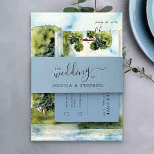 Bandeau De Faire-part Le Mariage De L'Élégant Script Bleu Clair