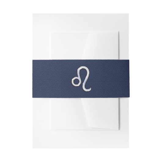 Bandeau De Faire-part Léo Zodiac Sign on Navy Blue Carbon Fiber Print (Devant example)