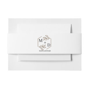Bandeau De Faire-part lettre chic & noms monogramme couronne de mariage