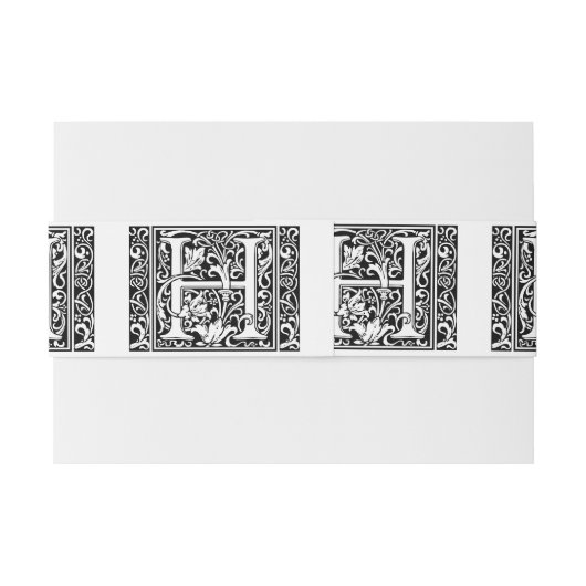 Bandeau De Faire-part Lettre H Monogramme médiéval Art Nouveau (Dos exemple)