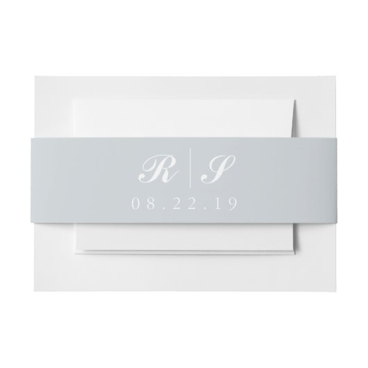 Bandeau De Faire-part Light Grey Belly Band, Monogramme modifiable (Devant Example)