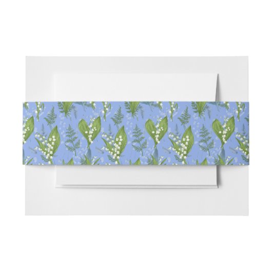 Bandeau De Faire-part Lily de Vallée avec des fougères || Bleu moyen (Devant Example)