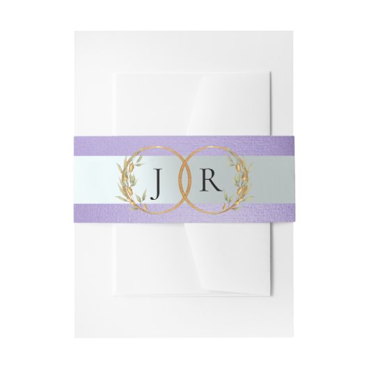 Bandeau De Faire-part Linked Leaf Monogram - Blue Lilac (Devant example)