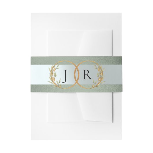 Bandeau De Faire-part Linked Leaf Monogram - Sage (Devant example)