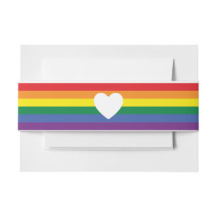 Bandeau De Faire-part Love Heart et Rainbow Gay Mariage