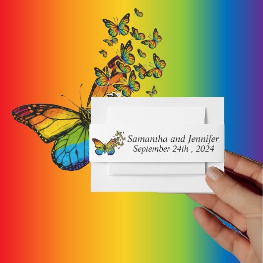 Bandeau De Faire-part Love is Love Rainbow Theme Mariage