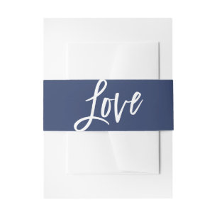 Bandeau De Faire-part LOVE mariage moderne lettré main marine bleu blanc