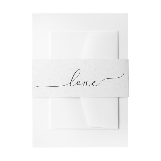 Bandeau De Faire-part Love Script On Embossed White (Devant example)
