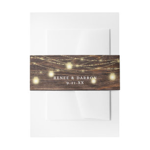 Bandeau De Faire-part Lumières à cordes de bocal de bois et de maçon