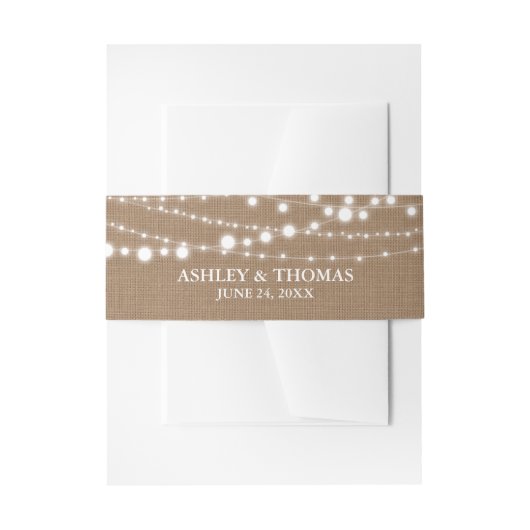 Bandeau De Faire-part Lumières à cordes de Mariage rustique (Devant example)
