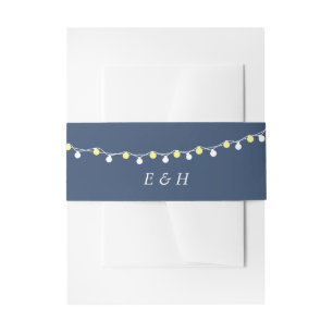 Bandeau De Faire-part Lumières à cordes modernes, Mariage jaune et blanc