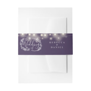 Bandeau De Faire-part Lumières de ficelle violettes mariage floral