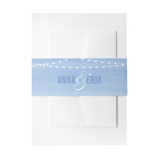 Bandeau De Faire-part Lumières en forme de guirlande bleu glauque aquare