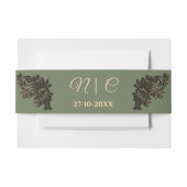 Bandeau De Faire-part Luxe classique Sage vert & or métal (Devant Example)