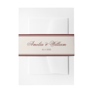 Bandeau De Faire-part Luxe Classique Vieille Fortune Crème Bourgogne Mar