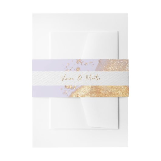 Bandeau De Faire-part Luxe violet et Abstrait doré (Devant example)