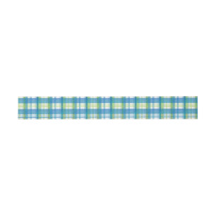 Bandeau De Faire-part Madras Plaid Green et Blue