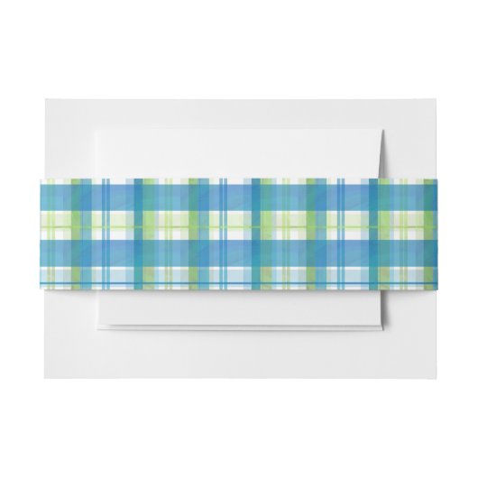 Bandeau De Faire-part Madras Plaid Green et Blue (Devant Example)