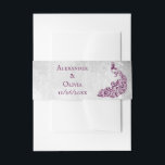 Bandeau De Faire-part Magenta Peacock Leaf Vine Invitation Belly Band<br><div class="desc">Personnalisez votre papeterie mariage pour les invités avec un ensemble de Magenta Peacock Leaf Vine Invitation Belly Band. Le design de la bande de ventre présente un arrière - plan gris clair grunge avec un paon magenta vibrant avec un embellissement de vigne feuille. Personnalisez avec les noms du marié et...</div>