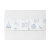 Bandeau De Faire-part Main lunaire dessinée illustrer Mariage bleu (Dos exemple)