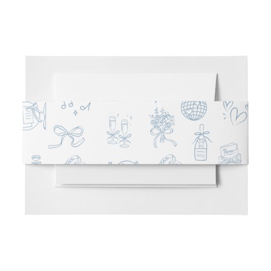 Bandeau De Faire-part Main lunaire dessinée illustrer Mariage bleu (Devant Example)