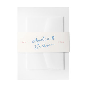 Bandeau De Faire-part Main Whimsical tirée rose et bleu