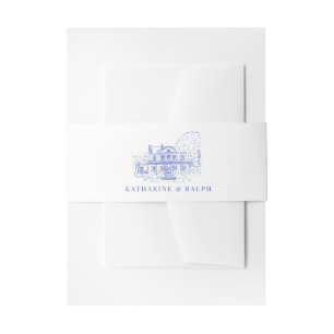 Bandeau De Faire-part Maison coloniale bleue / Mansion / Manoir Mariage