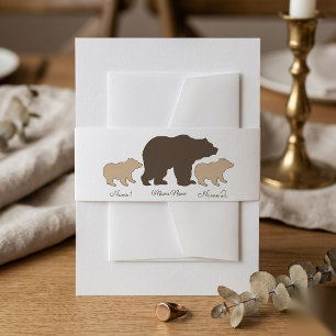 Bandeau De Faire-part Maman Ours Personnalisée Avec 2 Noms D'Enfants Cad
