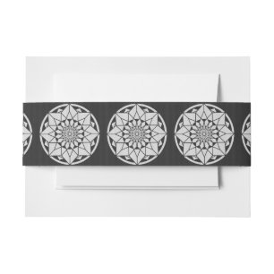 Bandeau De Faire-part Mandala étoilé tricot noir & blanc