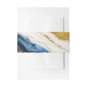 Bandeau De Faire-part Marbre bleu marine de luxe et feuille d'or