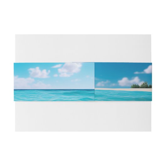 Bandeau De Faire-part Marée Turquoise Tropical Monogram Beach Mariage (Dos exemple)