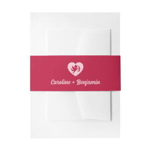 Bandeau De Faire-part Mariage à cœur de Cupidon Rouge Rétro