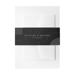 Bandeau De Faire-part Mariage à date en ligne géométrique noir et blanc