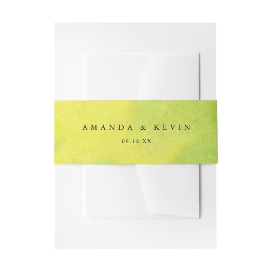 Bandeau De Faire-part Mariage à éclaboussures d'aquarelle jaune citron v (Devant example)