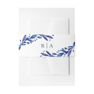 Bandeau De Faire-part Mariage à fleurs bleues. Aquarelle botanique d'hiv