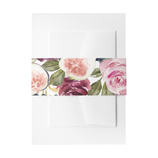 Bandeau De Faire-part Mariage à fleurs rose, bordeaux et figues (Devant example)