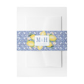 Bandeau De Faire-part Mariage Amalfi Lemons Bleu Carreaux blancs (Devant example)