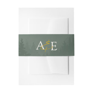 Bandeau De Faire-part Mariage Aquarelle de Forêt de Pin Rustique Vert
